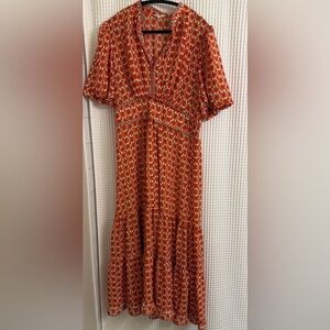 Max Studio Orange Patterned Maxi Dress